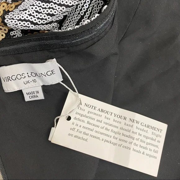 ASOS Virgos Lounge Bardot Sequin Top Gold Black Sold Out NWT UK 10 - Picture 4 of 15